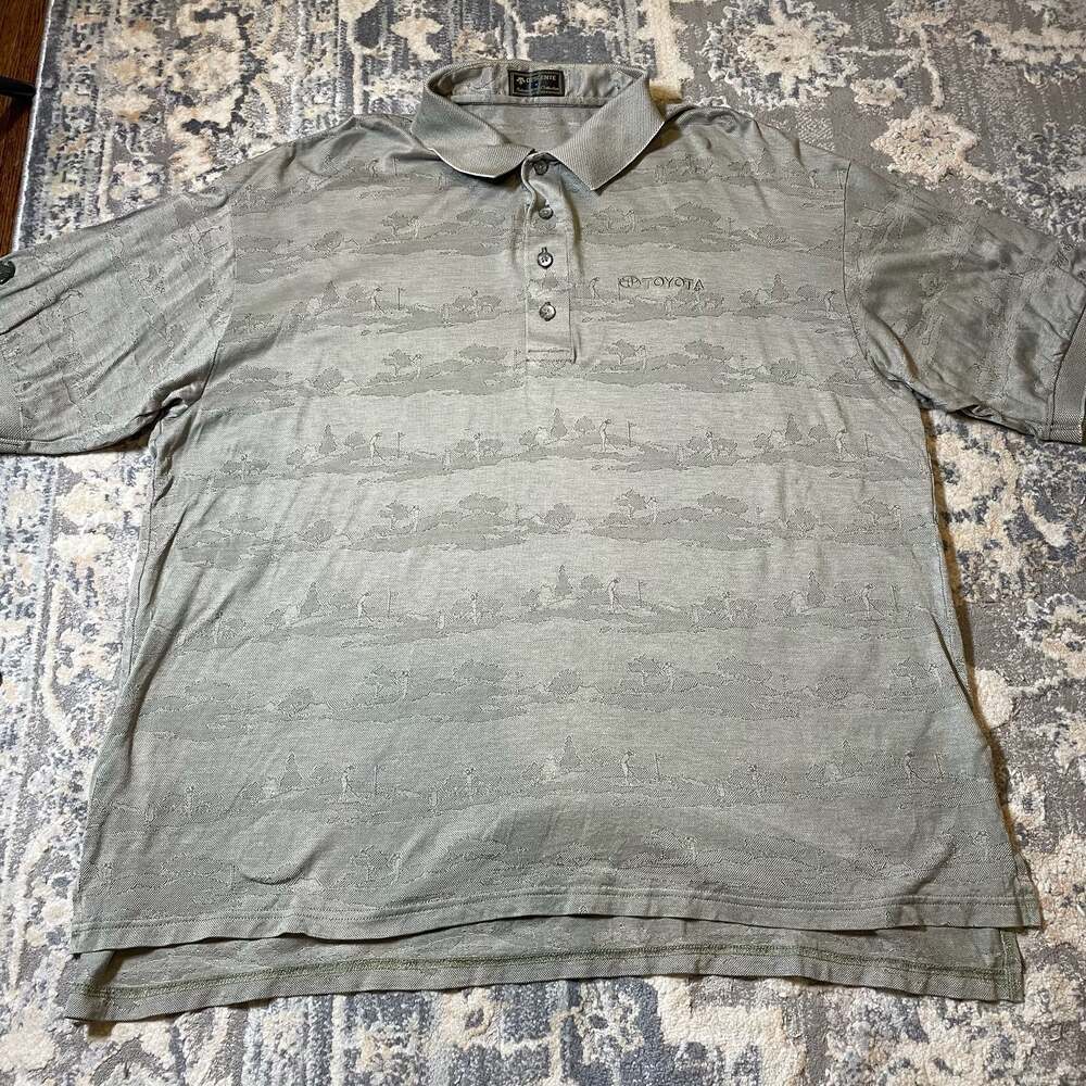 Vintage Descente International Collection Toyota Jacquard Golf Polo Shirt Size L